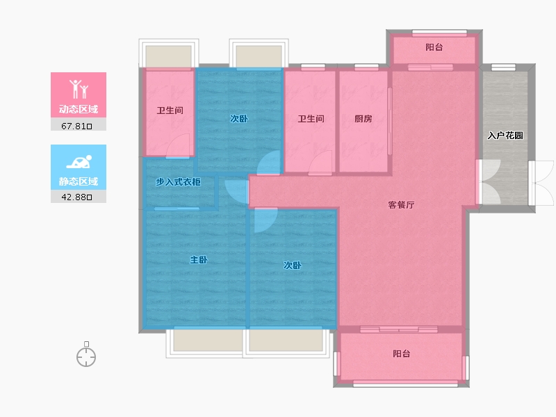 江西省-萍乡市-滨江国际2期5栋1单元-108.80-户型库-动静分区