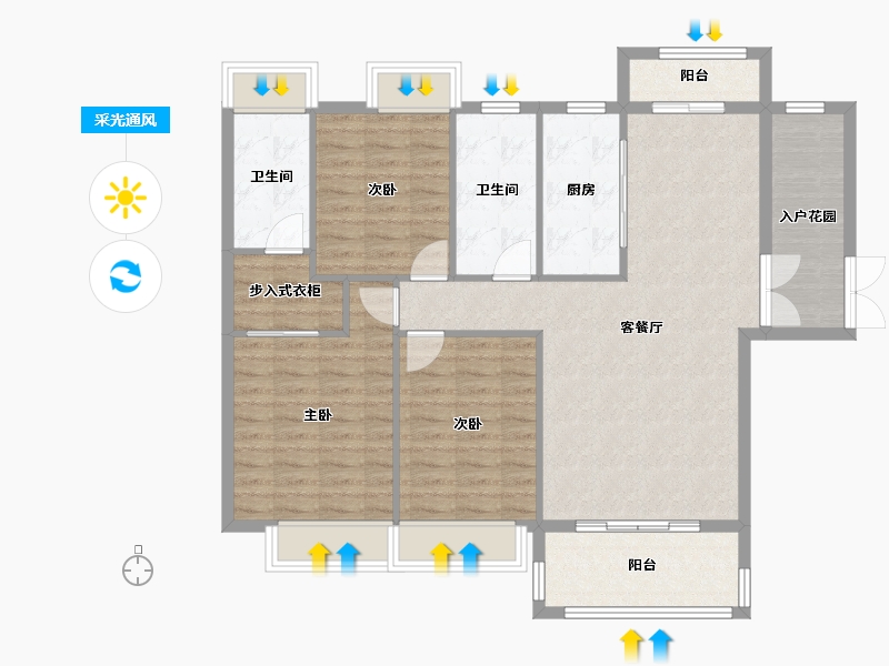 江西省-萍乡市-滨江国际2期5栋1单元-108.80-户型库-采光通风