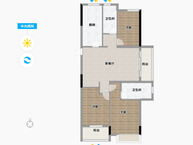 河北省-保定市-晨光社区-108.00-户型库-采光通风