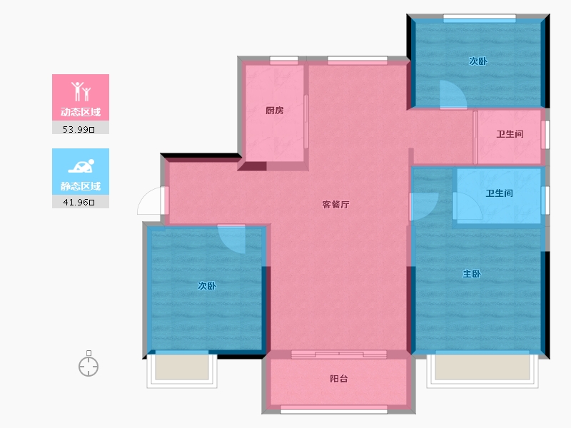 山东省-济宁市-碧桂园济州府领誉营销服务中心-96.91-户型库-动静分区