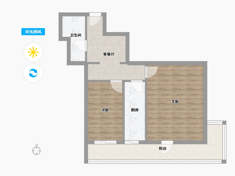 北京-北京市-刘家窑东里-57.32-户型库-采光通风