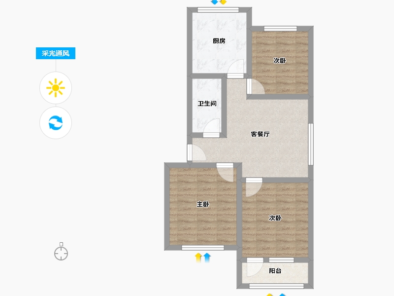 山东省-青岛市-浮山后四小区-67.59-户型库-采光通风