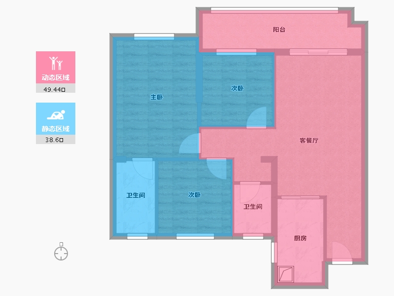 湖北省-荆州市-监利忆美当代城-86.50-户型库-动静分区