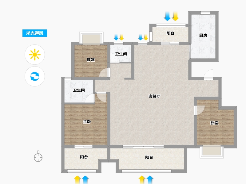 河南省-驻马店市-建业天中府-125.00-户型库-采光通风