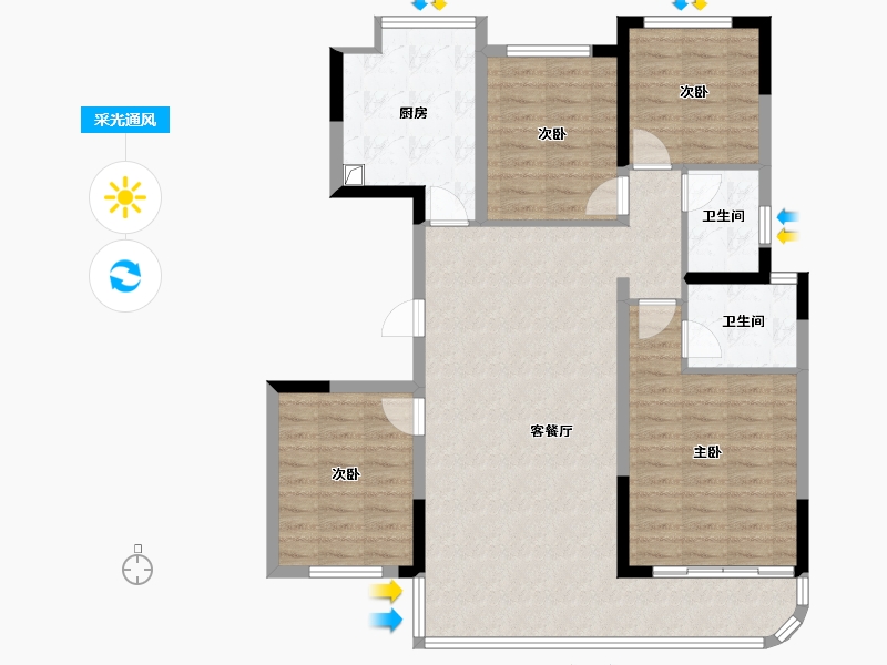 四川省-绵阳市-江岭天骄-112.00-户型库-采光通风