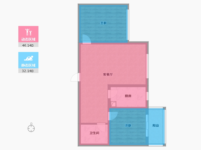 陕西省-西安市-泊澜地-69.52-户型库-动静分区