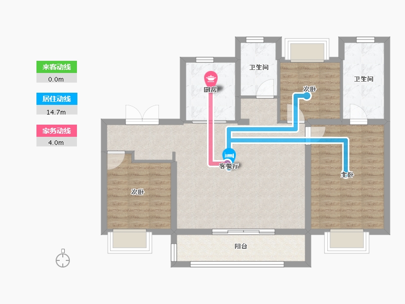 江苏省-扬州市-九龙湾珑著-90.40-户型库-动静线