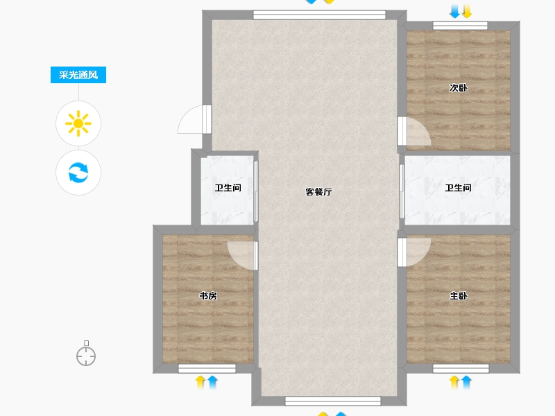 辽宁省-本溪市-阿朵城-85.20-户型库-采光通风