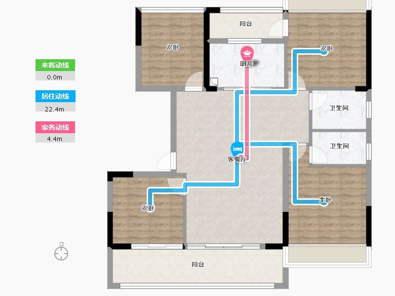 云南省-楚雄彝族自治州-金色华园-105.60-户型库-动静线