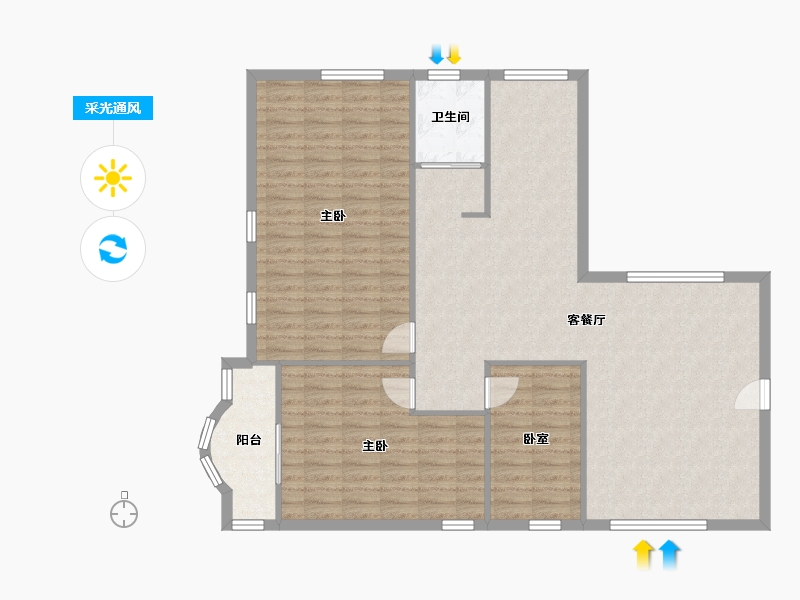 广东省-珠海市-银桦新村-116.00-户型库-采光通风