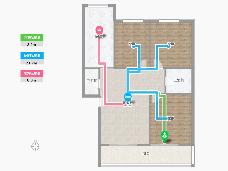 陕西省-西安市-高科花园-二三期-90.22-户型库-动静线