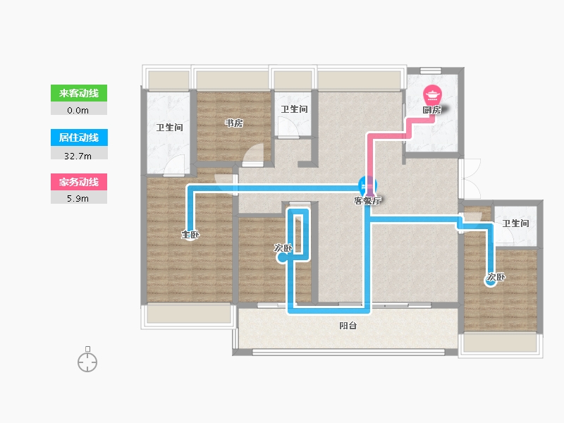 江苏省-扬州市-九龙湾珑著-135.20-户型库-动静线