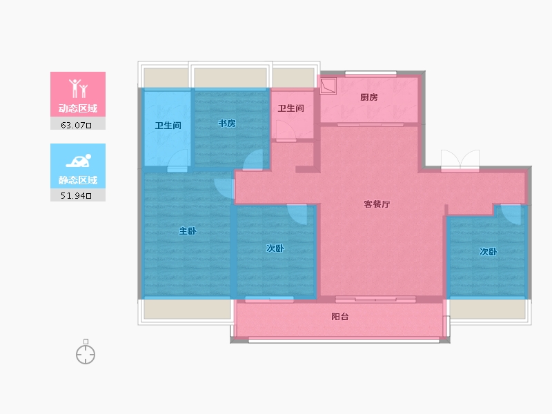 江苏省-扬州市-九龙湾珑著-103.20-户型库-动静分区