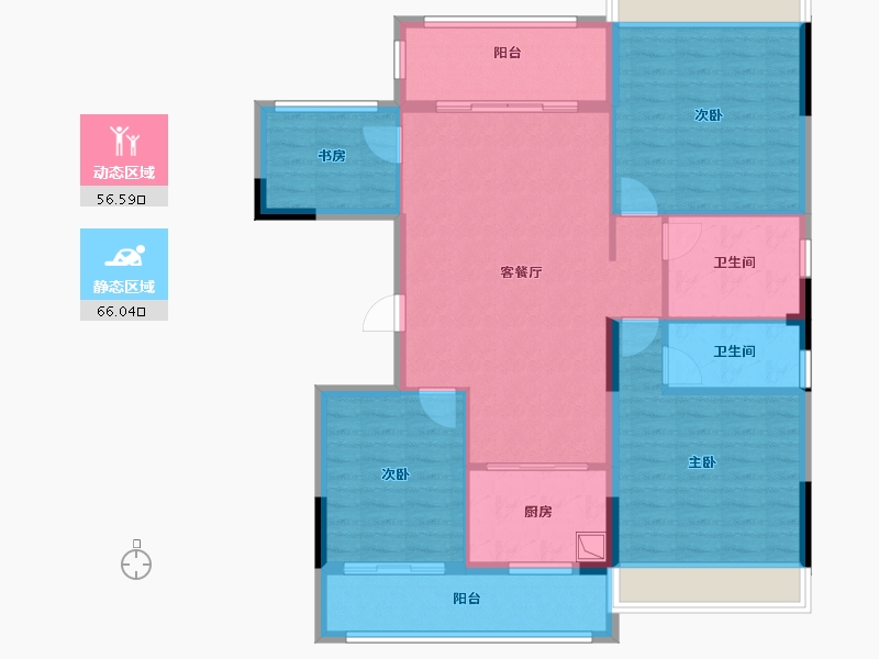 云南省-楚雄彝族自治州-金色华园-110.40-户型库-动静分区