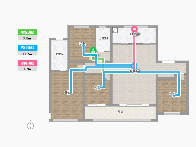 江苏省-扬州市-九龙湾珑著-113.60-户型库-动静线