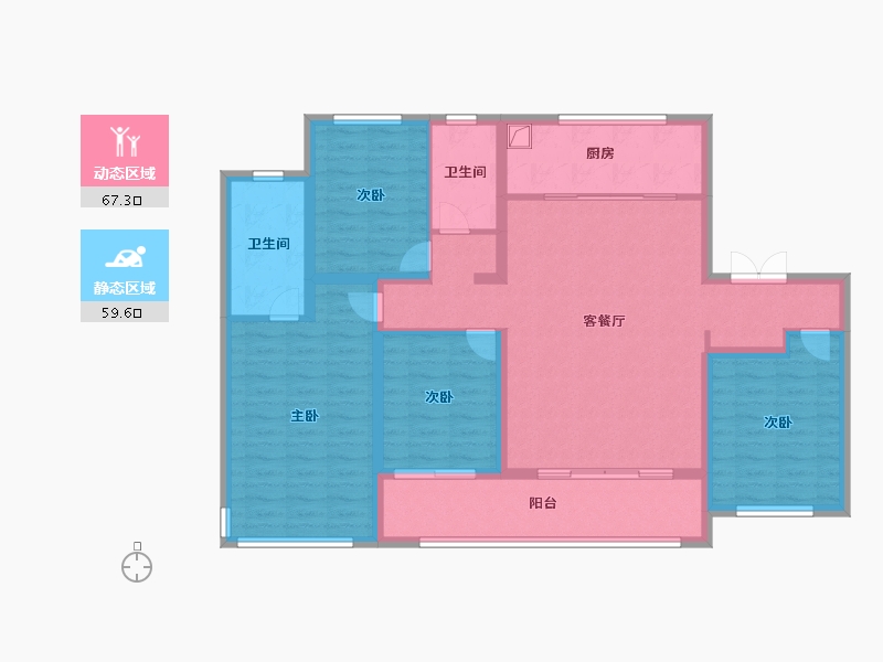 江苏省-扬州市-九龙湾珑著-113.60-户型库-动静分区