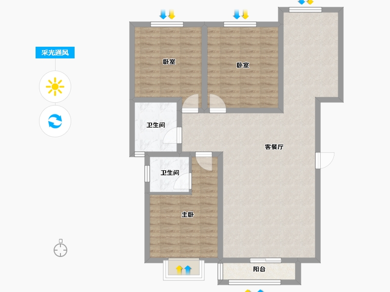 河南省-济源市-锦河花园-100.77-户型库-采光通风