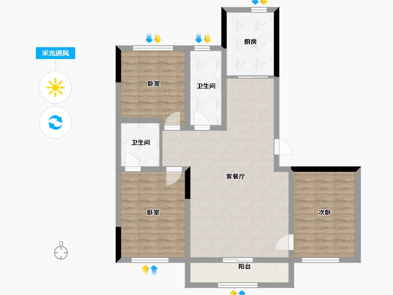 内蒙古自治区-通辽市-鑫龙锦绣悦府-115.43-户型库-采光通风