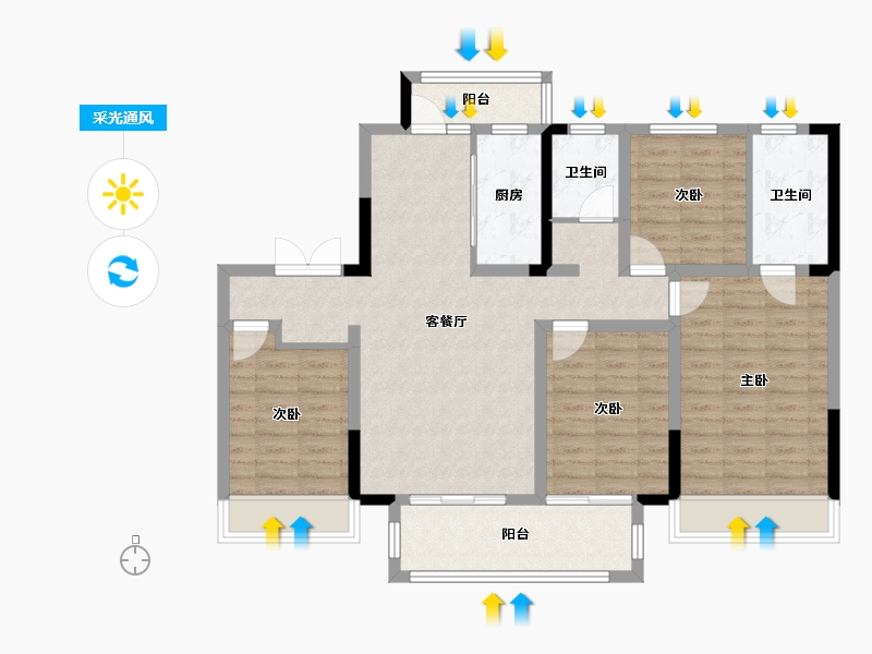 河南省-许昌市-恒达君御府-96.00-户型库-采光通风