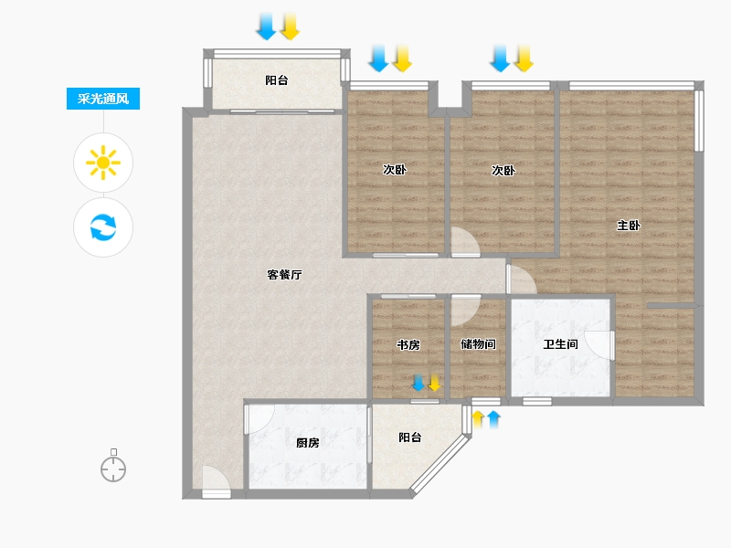 广东省-佛山市-嘉信城市花园1期-131.20-户型库-采光通风