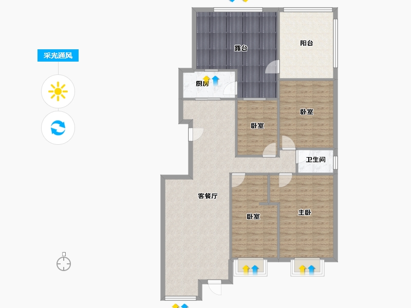 山东省-临沂市-沂龙湾润园-133.00-户型库-采光通风