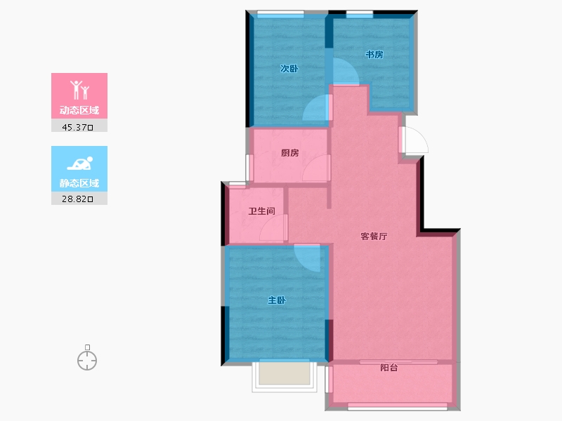 浙江省-金华市-兰花名邸-66.40-户型库-动静分区