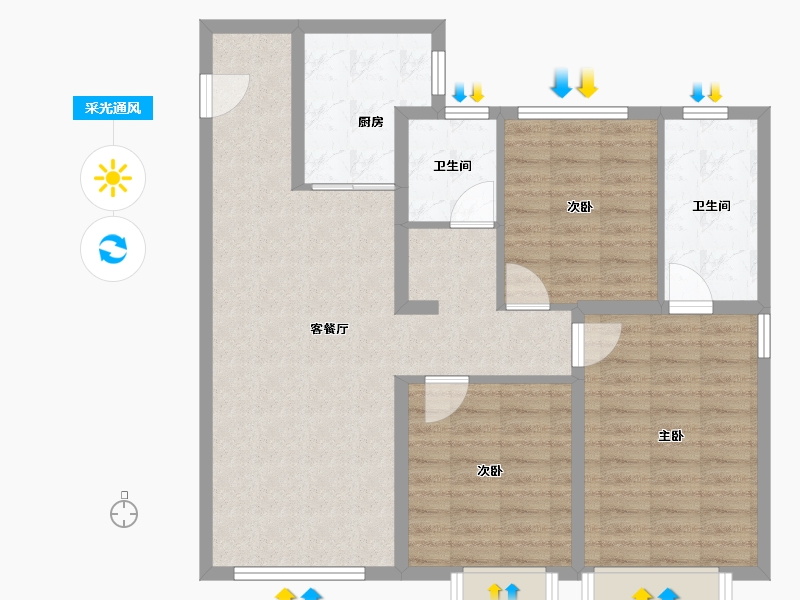 河北省-保定市-石榴新江湾城-一期-93.86-户型库-采光通风