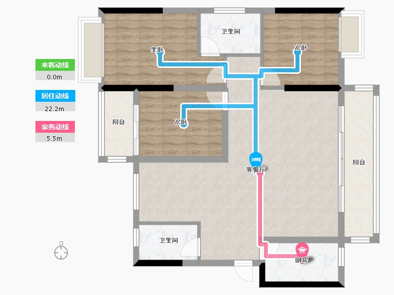 福建省-龙岩市-华龙清华上郡-105.68-户型库-动静线