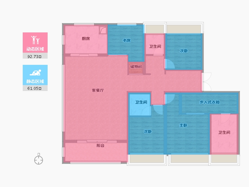 江苏省-扬州市-九龙湾珑著-138.40-户型库-动静分区