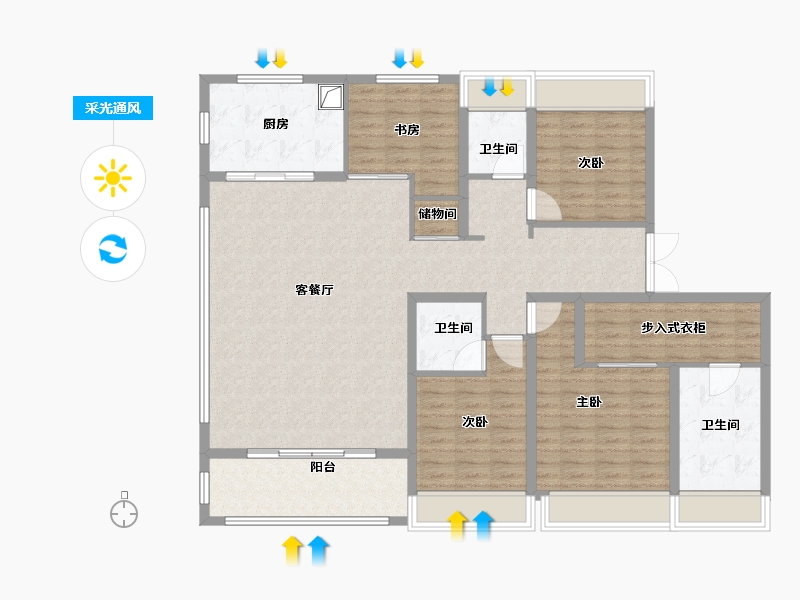 江苏省-扬州市-九龙湾珑著-138.40-户型库-采光通风