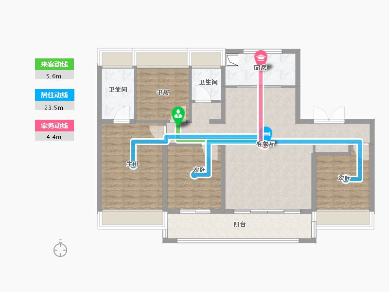 江苏省-扬州市-九龙湾珑著-111.20-户型库-动静线