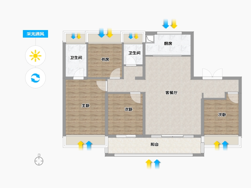 江苏省-扬州市-九龙湾珑著-111.20-户型库-采光通风