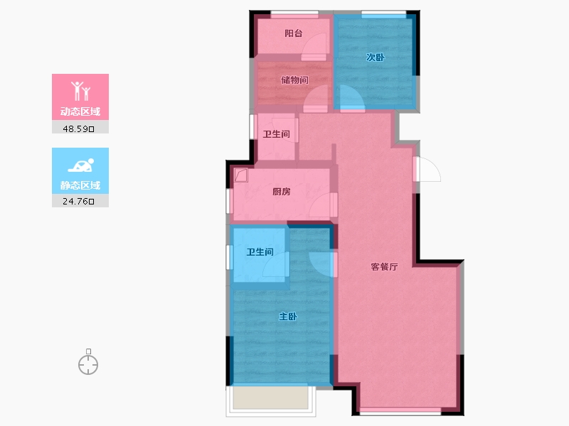 山东省-青岛市-昆仑樾-68.00-户型库-动静分区