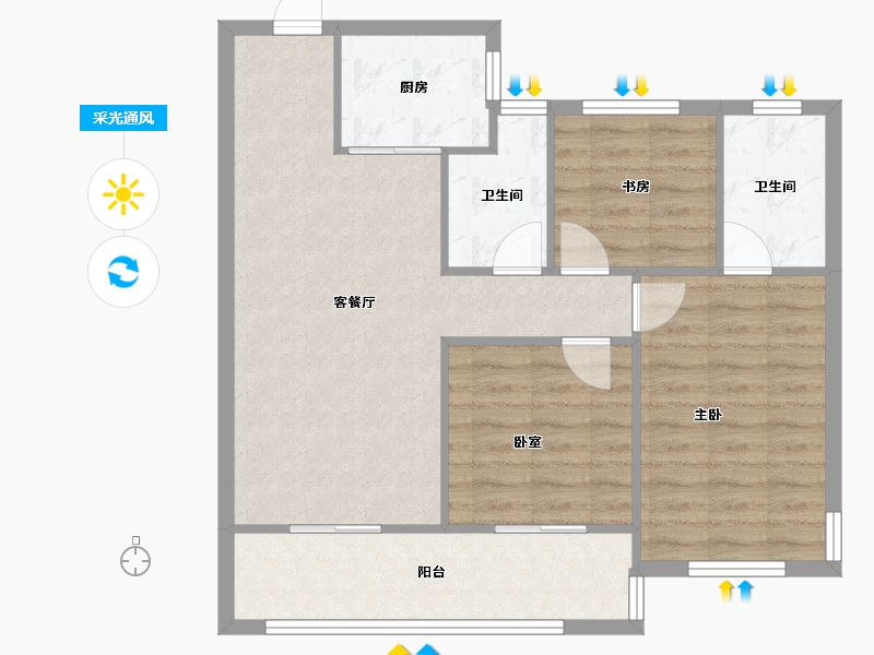 浙江省-嘉兴市-凌云府-79.45-户型库-采光通风