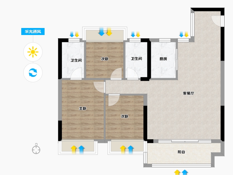 湖北省-襄阳市-金辉锦绣云庭-88.00-户型库-采光通风