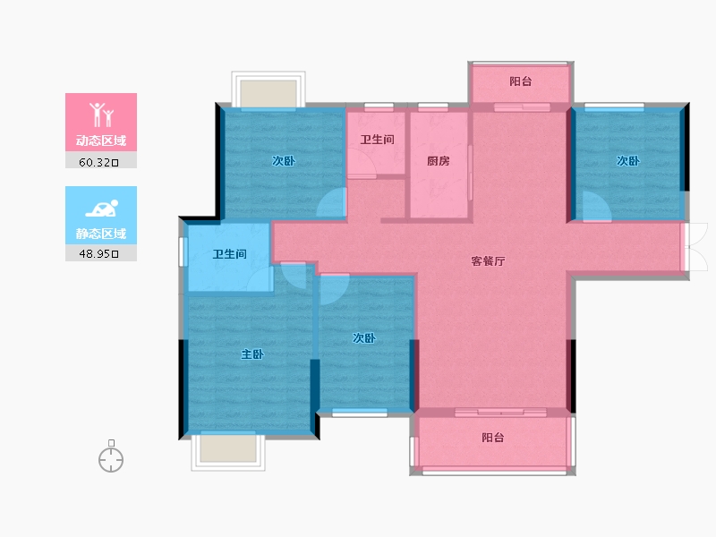 湖北省-黄石市-恒泰花园-108.99-户型库-动静分区