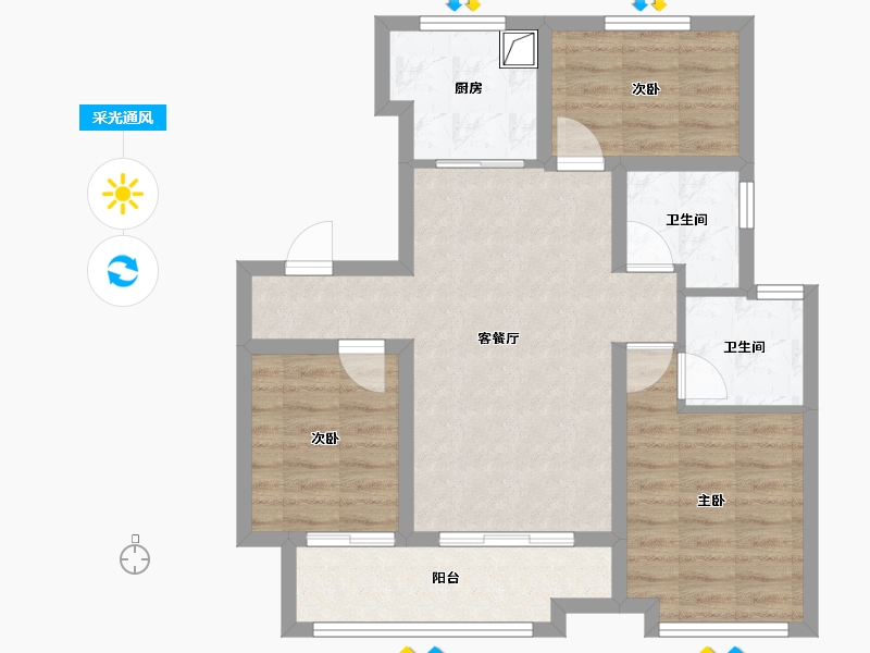 河北省-沧州市-颐和尚城四区-83.67-户型库-采光通风