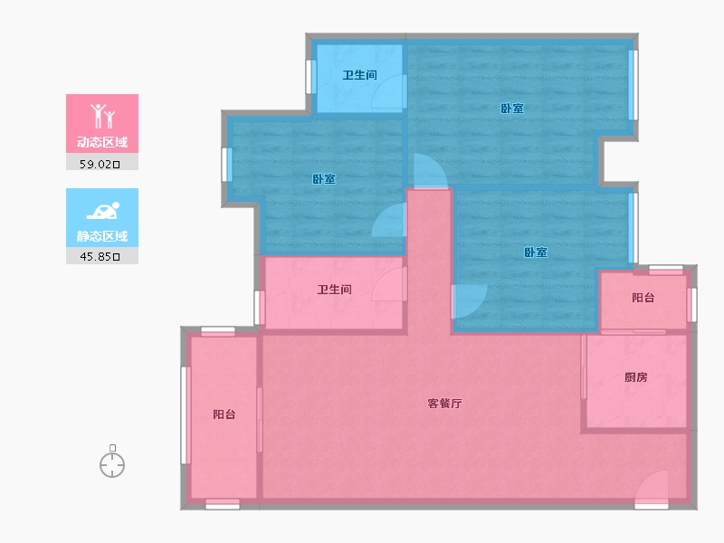 四川省-成都市-佰盛隆湖盛璟二期-95.24-户型库-动静分区