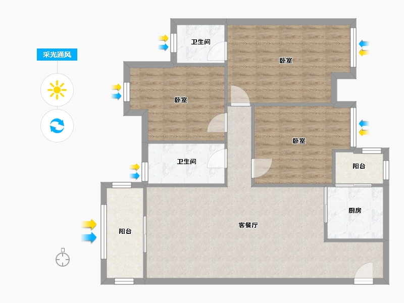 四川省-成都市-佰盛隆湖盛璟二期-95.24-户型库-采光通风