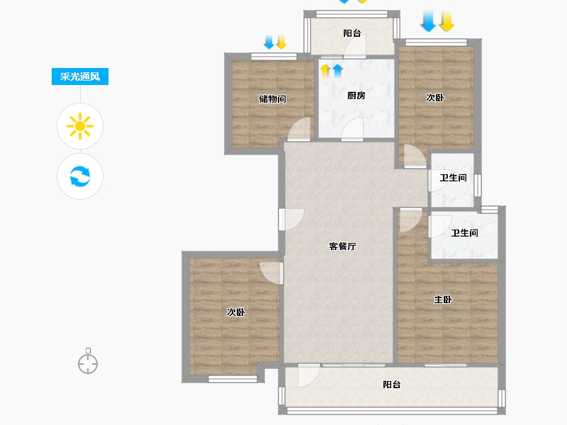 江苏省-苏州市-中锐星奕湾-100.00-户型库-采光通风