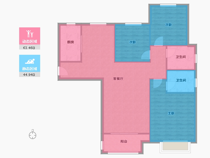 河南省-郑州市-阳光城-9号院-107.93-户型库-动静分区