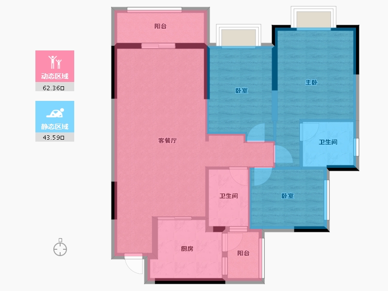 贵州省-贵阳市-恒大金阳新世界观澜-98.84-户型库-动静分区