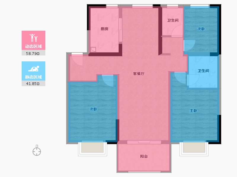 江苏省-南京市-大地伊丽雅特湾-78.40-户型库-动静分区