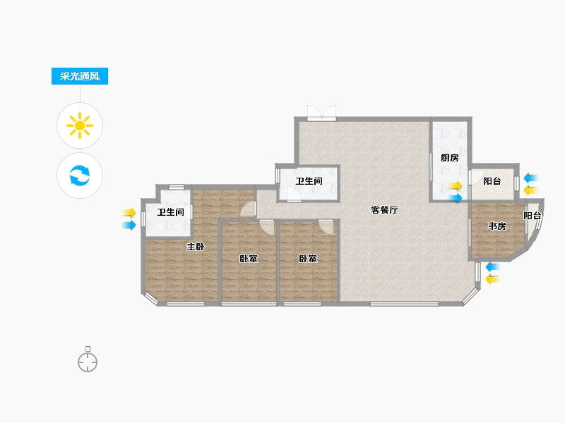 重庆-重庆市-香港置地启元-132.00-户型库-采光通风