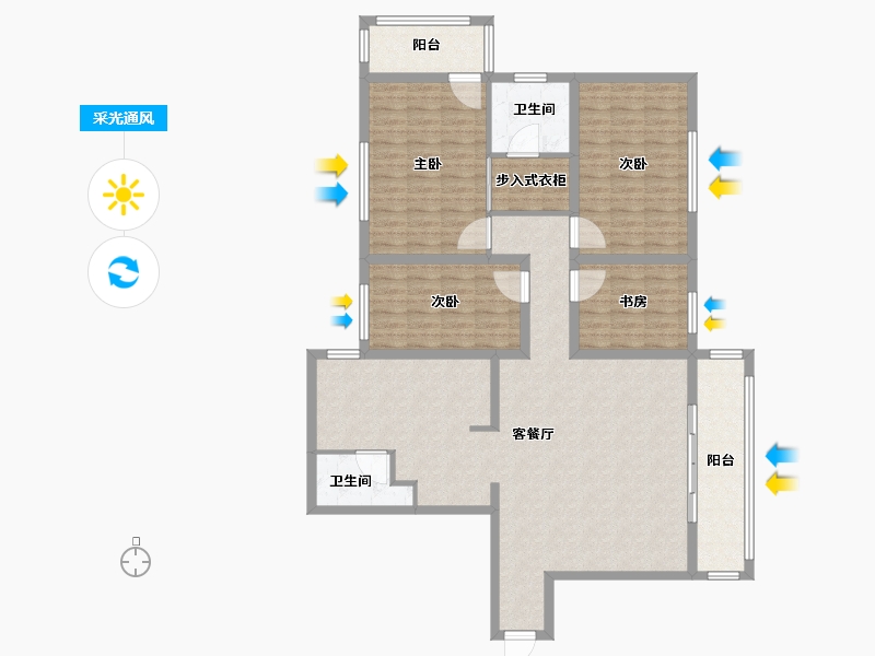 上海-上海市-荣城花苑-134.40-户型库-采光通风