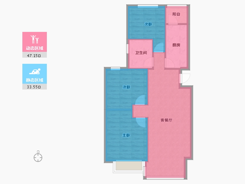 陕西省-西安市-恒大雅苑-87.20-户型库-动静分区