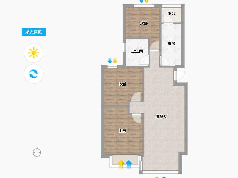 陕西省-西安市-恒大雅苑-87.20-户型库-采光通风