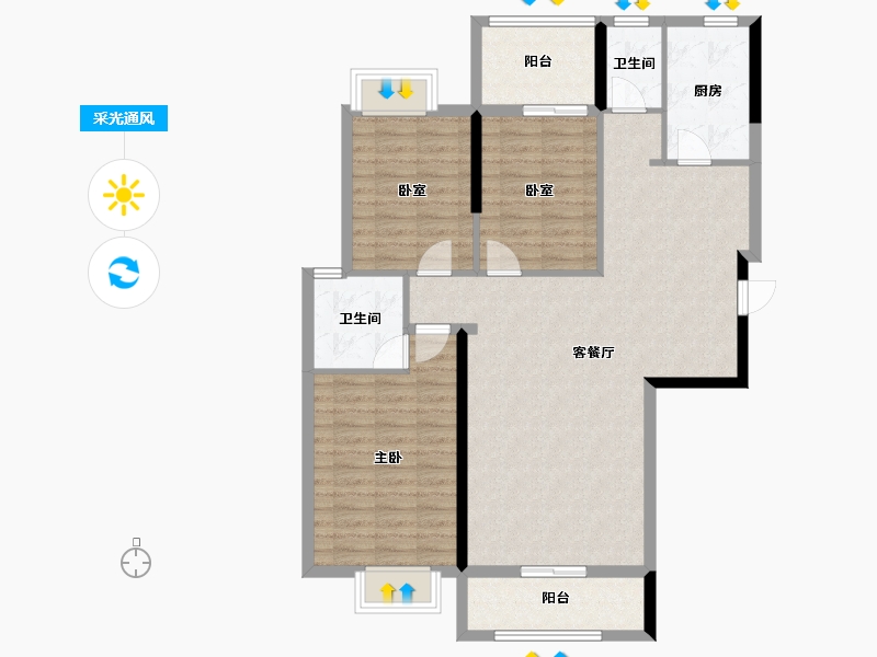 广东省-汕头市-香域滨江-103.25-户型库-采光通风