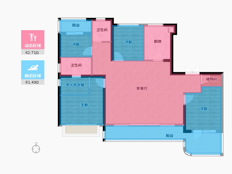 陕西省-西安市-中粮悦著·云廷-111.81-户型库-动静分区