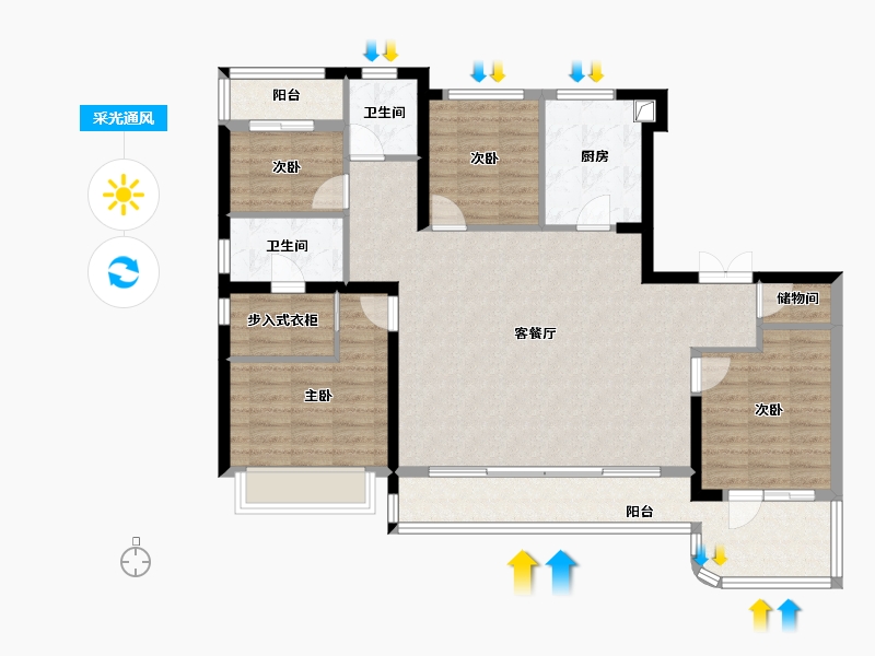 陕西省-西安市-中粮悦著·云廷-111.81-户型库-采光通风